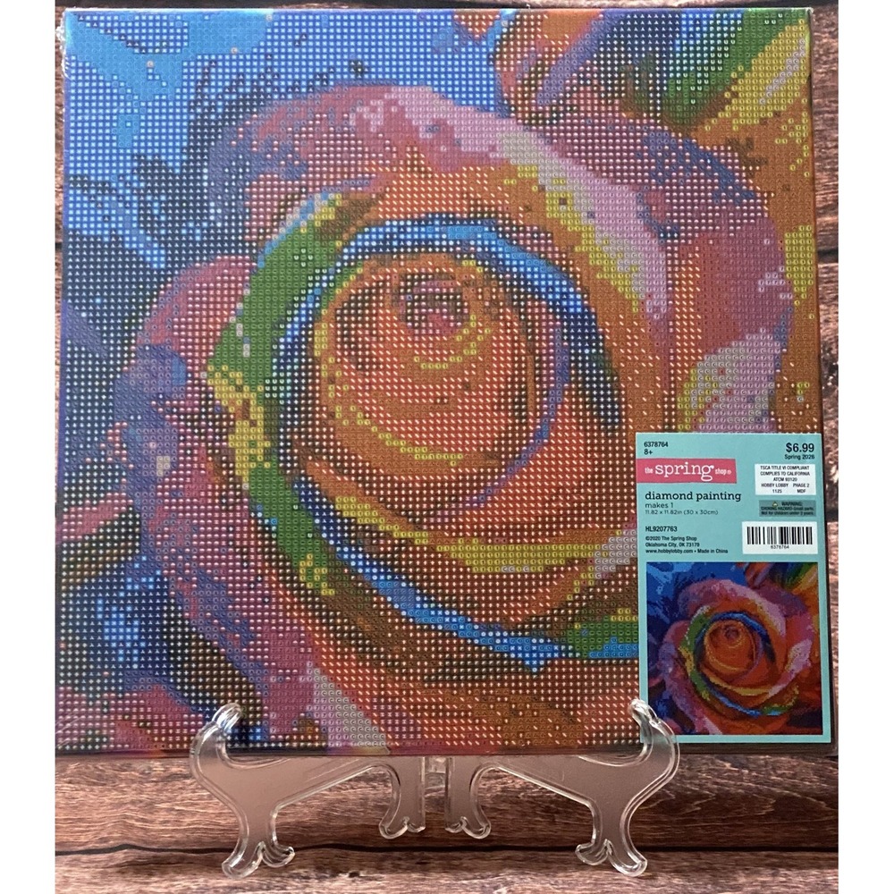 Rainbow Rose Canvas Diamond Painting Kit Hobby Lobby New